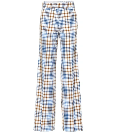 Shop Victoria Beckham Wool And Mohair Plaid Pants In Multicoloured