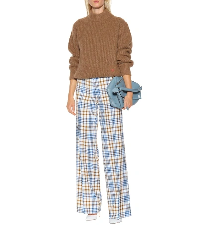 Shop Victoria Beckham Wool And Mohair Plaid Pants In Multicoloured