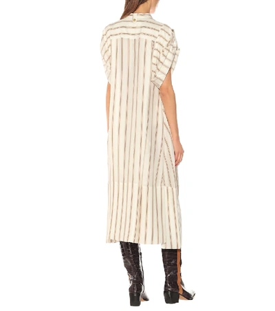 Shop Chloé Striped Silk Crêpe Dress In Brown