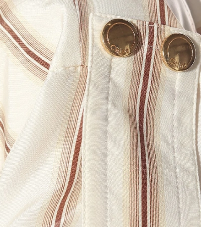 Shop Chloé Striped Silk Crêpe Dress In Brown