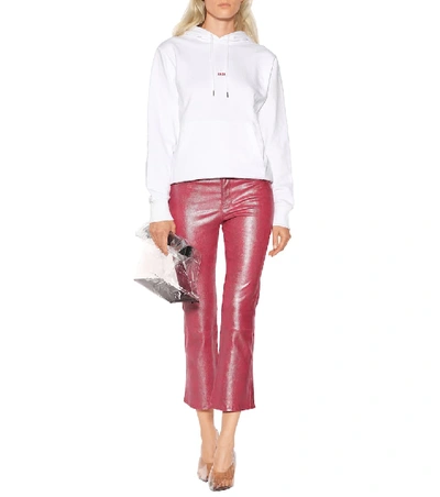 Shop J Brand Selena Mid-rise Crop Leather Pants In Pink