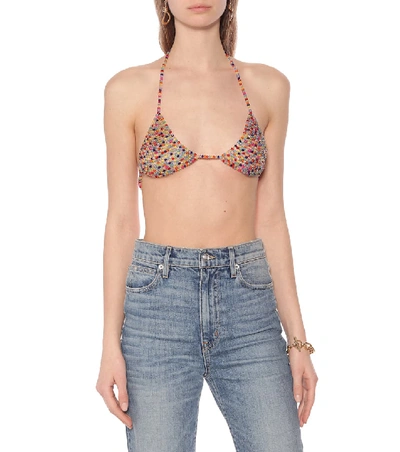 Shop Alanui Beaded Bikini Top In Multicoloured