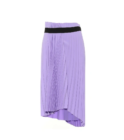 Shop Balenciaga Pleated Midi Skirt In Purple