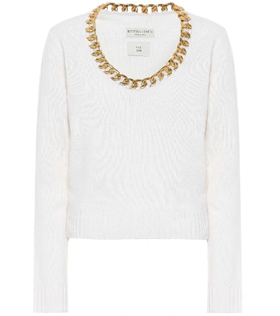 Shop Bottega Veneta Embellished Wool Sweater In White