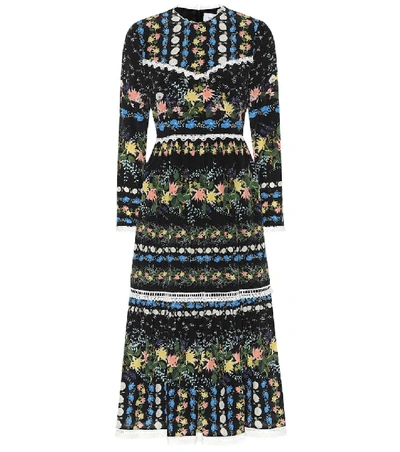 Shop Erdem Georgie Printed Silk Crêpe Dress In Black