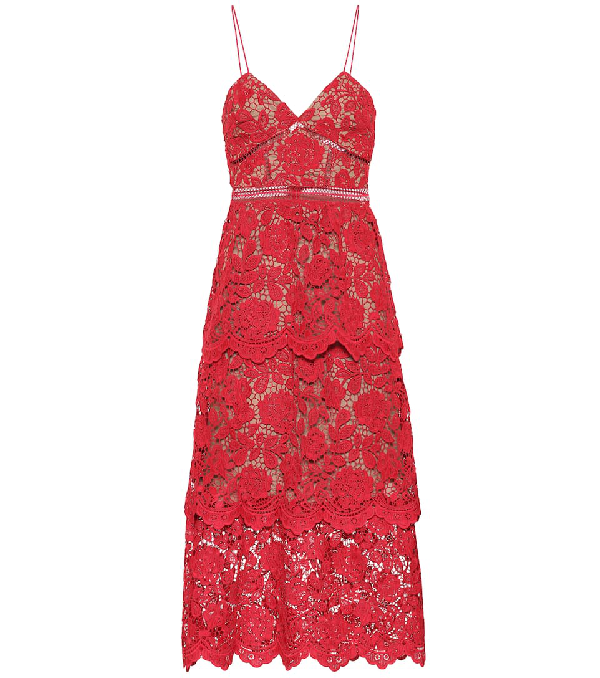 self portrait floral blush midi dress