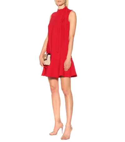 Shop Valentino Stretch-wool Minidress In Red