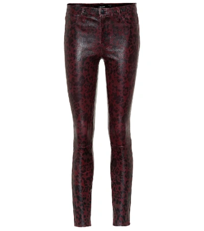 Shop J Brand L8001 Mid-rise Leather Leggings In Purple