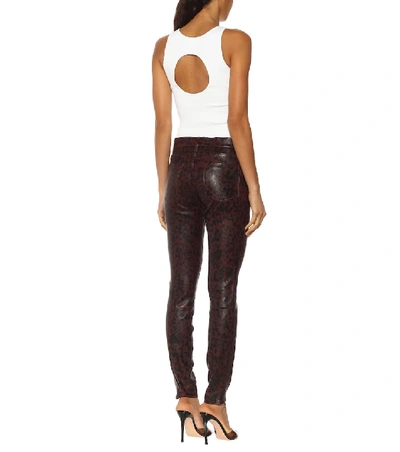 Shop J Brand L8001 Mid-rise Leather Leggings In Purple