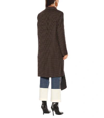 Shop Loewe Asymmetric Checked Wool Coat In Brown