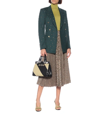 Shop Gucci Gg Striped Wool Blazer In Green