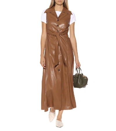 Shop Nanushka Sharma Faux Leather Midi Dress In Brown