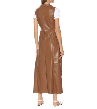 Shop Nanushka Sharma Faux Leather Midi Dress In Brown