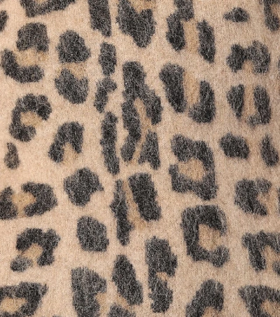 Shop Ben Taverniti Unravel Project Leopard-print Wool-blend Minidress In Beige