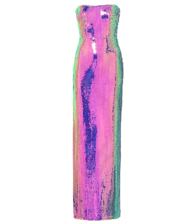 Shop Alex Perry Morgan Sequined Gown In Purple