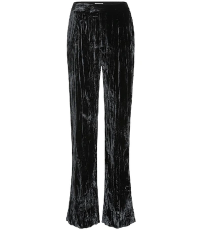 Shop Chloé Pleated Velvet Pants In Black