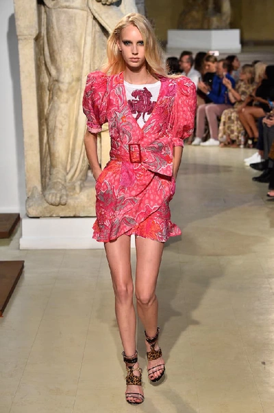 Shop Dundas Jacquard Silk-blend Minidress In Pink