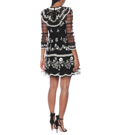 Shop Red Valentino Embroidered Tulle Minidress In Black