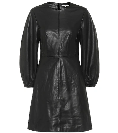 Shop Tibi Faux-leather Minidress In Black