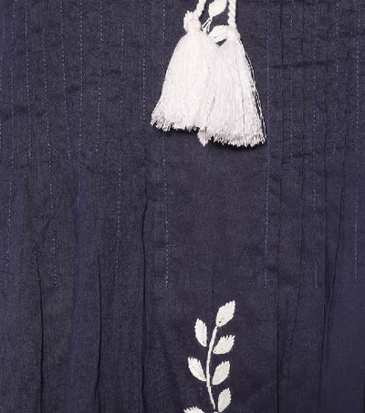 Shop Juliet Dunn Printed Cotton Dress In Blue