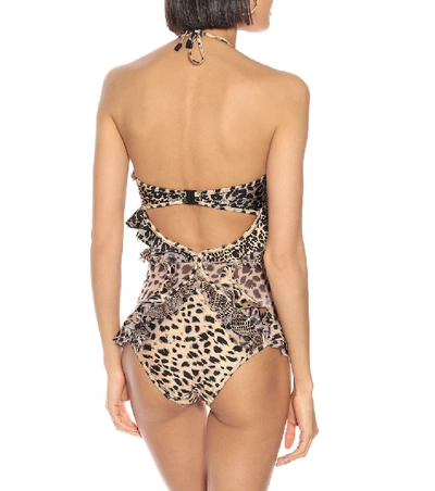 Shop Zimmermann Allia Leopard-print Swimsuit In Beige