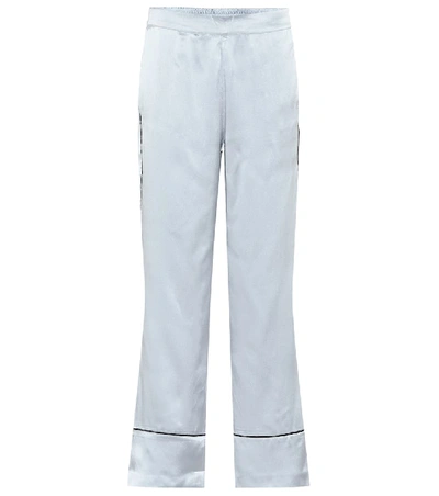 Shop Asceno Silk Satin Pajama Pants In Blue