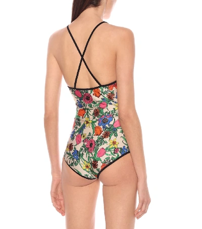 Shop Gucci Pop Flora Printed Swimsuit In Multicoloured