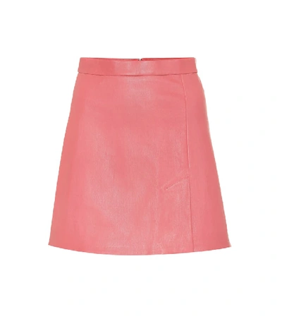 Shop Stouls Santa Leather Miniskirt In Pink