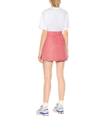 Shop Stouls Santa Leather Miniskirt In Pink