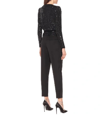 Shop Saint Laurent Sequined Blouse In Black