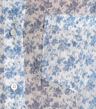 Shop Acne Studios Floral Silk Chiffon Shirt In Blue