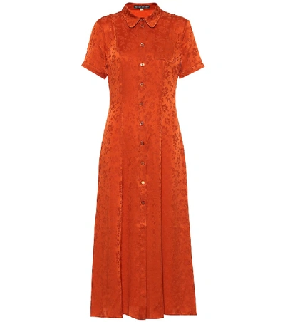 Shop Alexa Chung Floral Silk-blend Shirt Dress In Orange