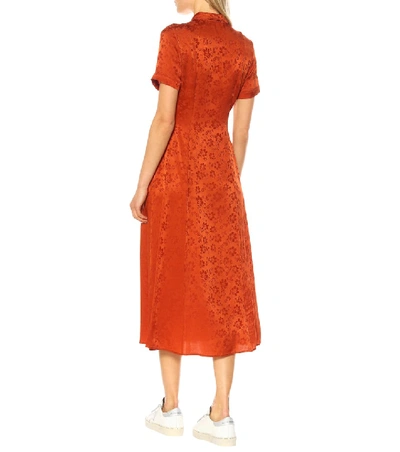 Shop Alexa Chung Floral Silk-blend Shirt Dress In Orange