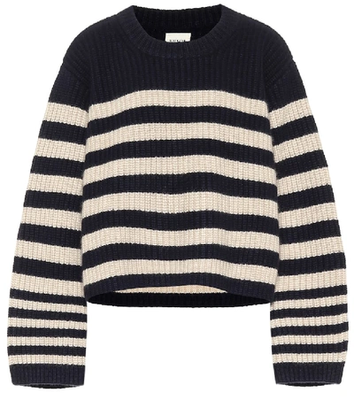 Shop Khaite Dotty Striped Cashmere Sweater In Blue