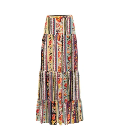 Shop Etro Printed Silk Maxi Skirt In Multicoloured