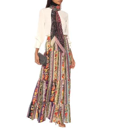 Shop Etro Printed Silk Maxi Skirt In Multicoloured