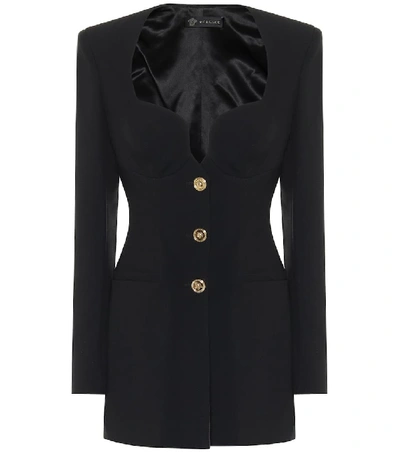 Shop Versace Crêpe Blazer In Black