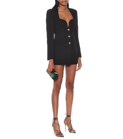 Shop Versace Crêpe Blazer In Black