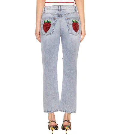 Shop Dolce & Gabbana Embellished Distressed Jeans In Blue