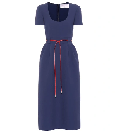 Shop Valentino Virgin Wool Midi Dress In Blue