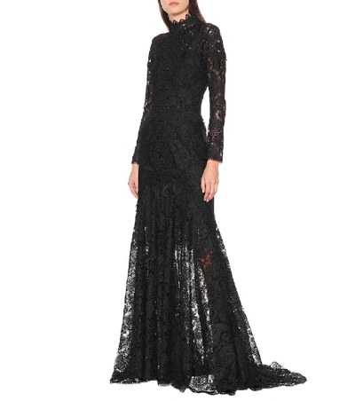 Shop Costarellos Lace Gown In Black