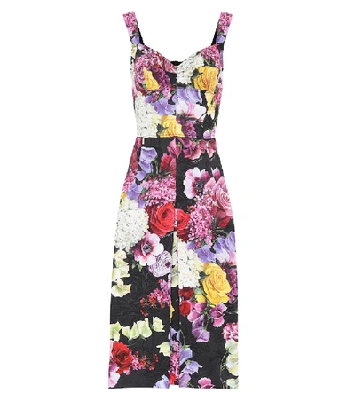 Shop Dolce & Gabbana Floral Cotton-blend Dress In Multicoloured