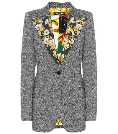 Shop Dolce & Gabbana Wool-blend Tweed Blazer In Grey