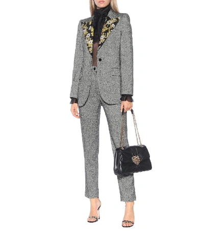 Shop Dolce & Gabbana Wool-blend Tweed Blazer In Grey