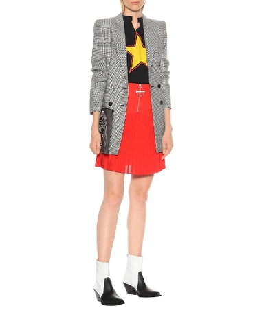 Shop Givenchy Pleated Wool Miniskirt In Red