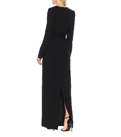 Shop Saint Laurent Long-sleeved Crêpe Gown In Black