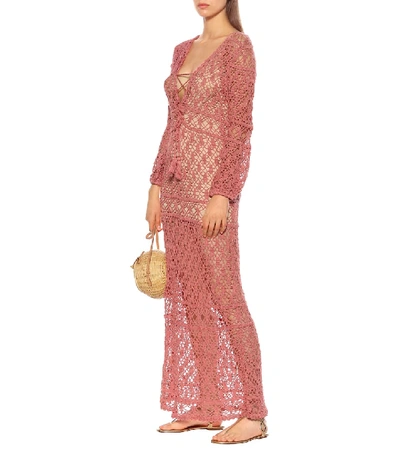 Shop Anna Kosturova Bianca Crochet Cotton Dress In Pink