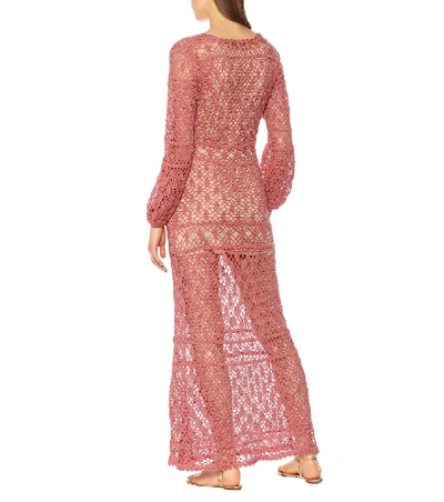 Shop Anna Kosturova Bianca Crochet Cotton Dress In Pink