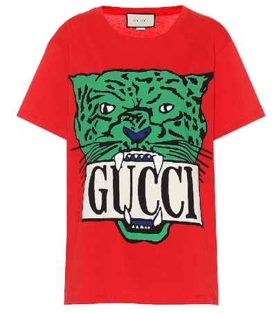 Shop Gucci Oversized Cotton T-shirt In Red