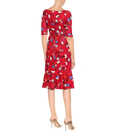 Shop Erdem Glenys Floral Ponte Jersey Dress In Red